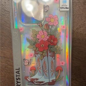 Floral Boots Crystal Phone Case for iPhone 15 Pro Max